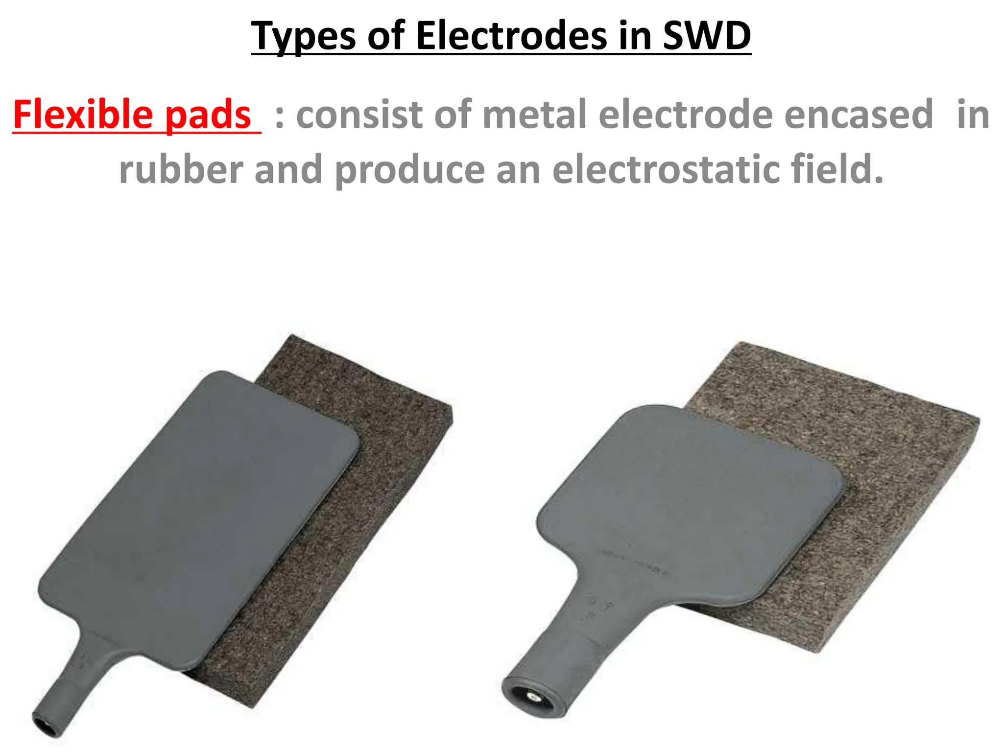 Types of Electrodes in SWD
Flexible pads : consist of metal electrode encased in
rubber and produce an electrostatic field.
81
 