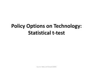 Policy Options on Technology:
       Statistical t-test




          Source: Babu and Sanyal (2009)
 
