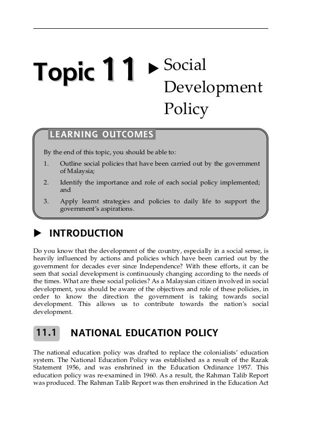 Topic 11 Sociol Development Policy