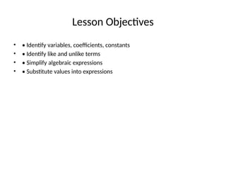 Topic 13 Algebraic Expressions in CSEC mathematics | PPTX