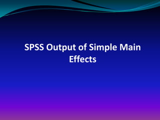 SPSS Output of Simple Main
         Effects
 