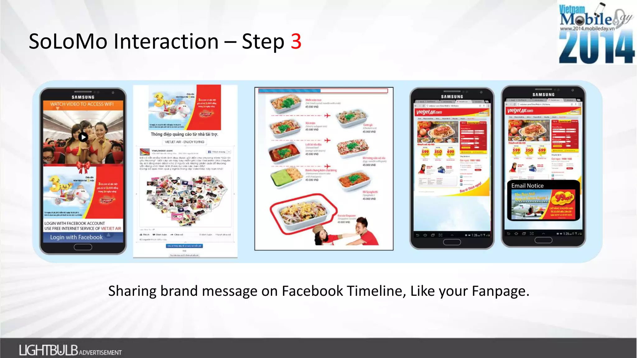 SoLoMo Interaction – Step 3
Sharing brand message on Facebook Timeline, Like your Fanpage.