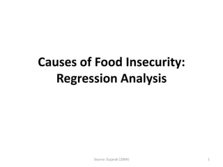 Causes of Food Insecurity:
   Regression Analysis




         Source: Gujarati (2004)   1
 