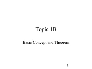 1
Topic 1B
Basic Concept and Theorem
 
