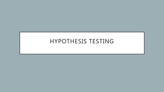 HYPOTHESIS TESTING
 