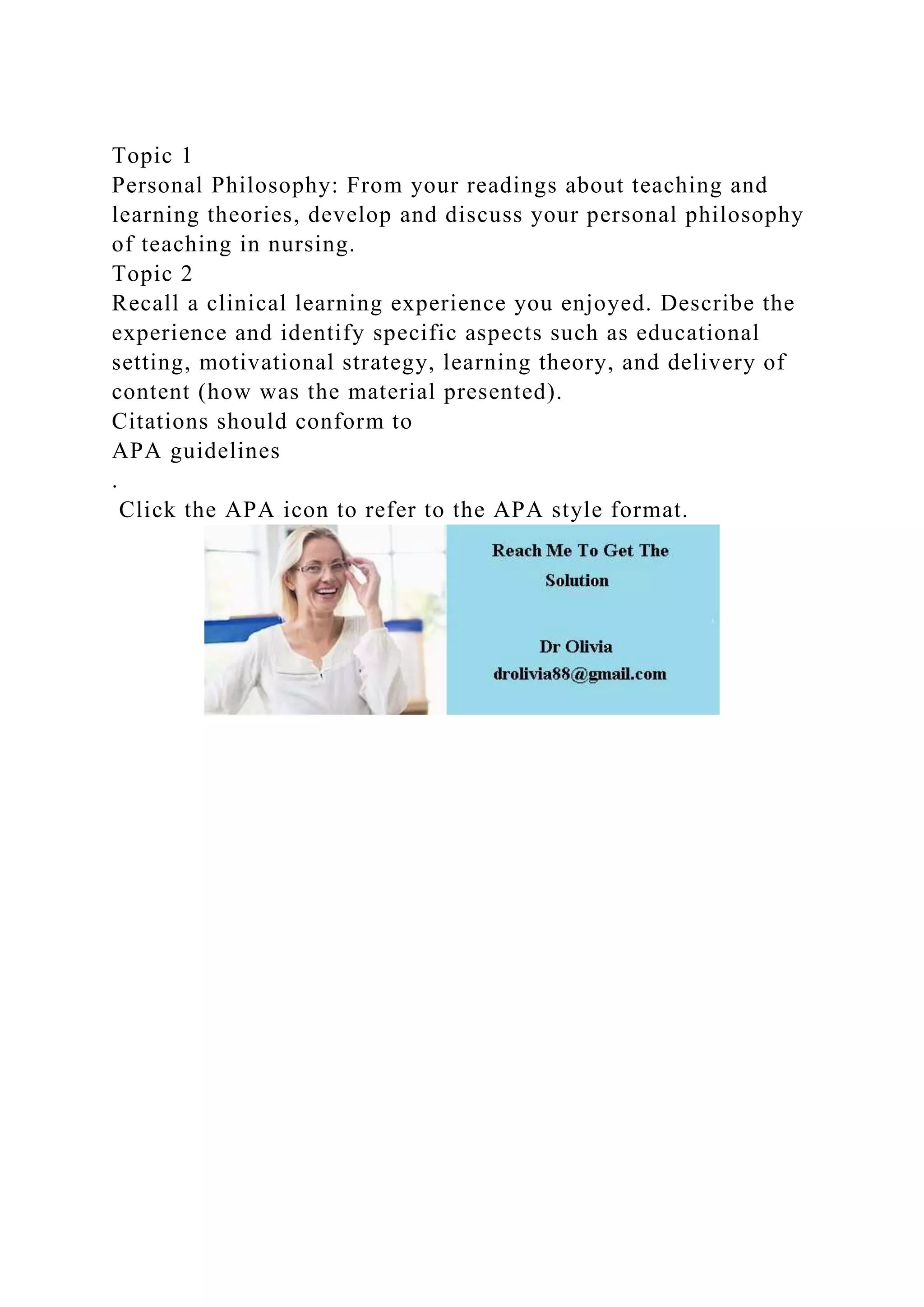 Personal Teaching Topic 1Personal Philosophy From your readings about teaching and .docx