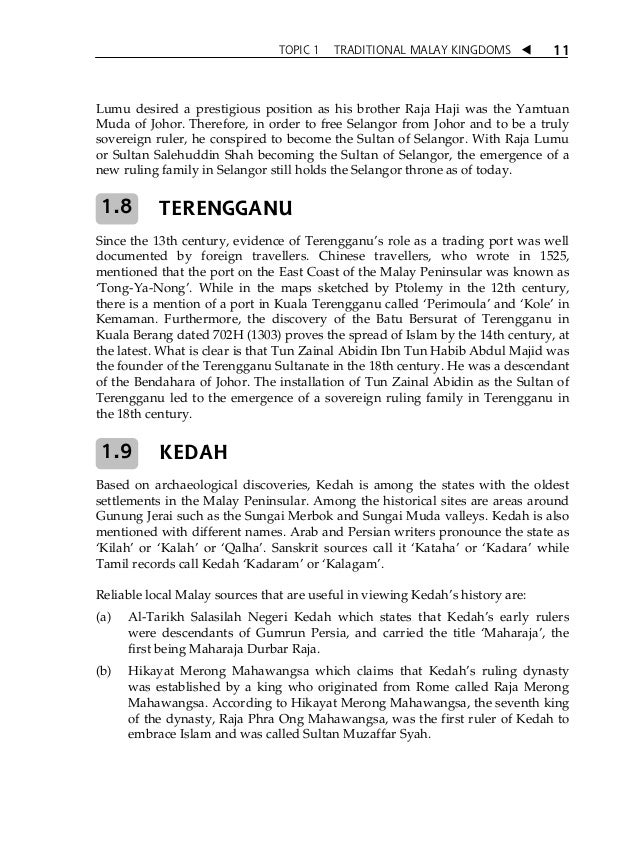 Topic 1 traditional malay kingdoms