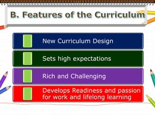 B. Features of the Curriculum