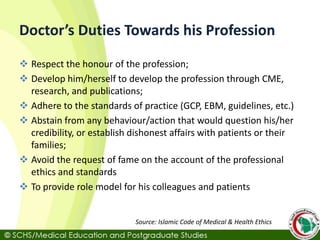 Schs Topic 2: Doctor's Professional Duties