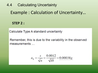 4.4 Calculating Uncertainty
Example : Calculation of Uncertainty…
STEP 2 :
 