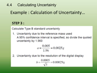 4.4 Calculating Uncertainty
Example : Calculation of Uncertainty…
STEP 3 :
 