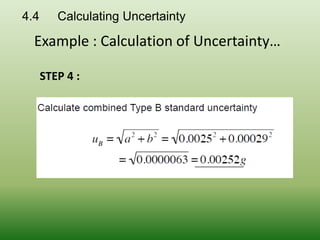 4.4 Calculating Uncertainty
Example : Calculation of Uncertainty…
STEP 4 :
 