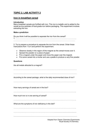 Topic 2. Mixtures Lab