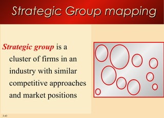 Strategic Group mapping Strategic group  is a cluster of firms in an industry with similar competitive approaches  and market positions 