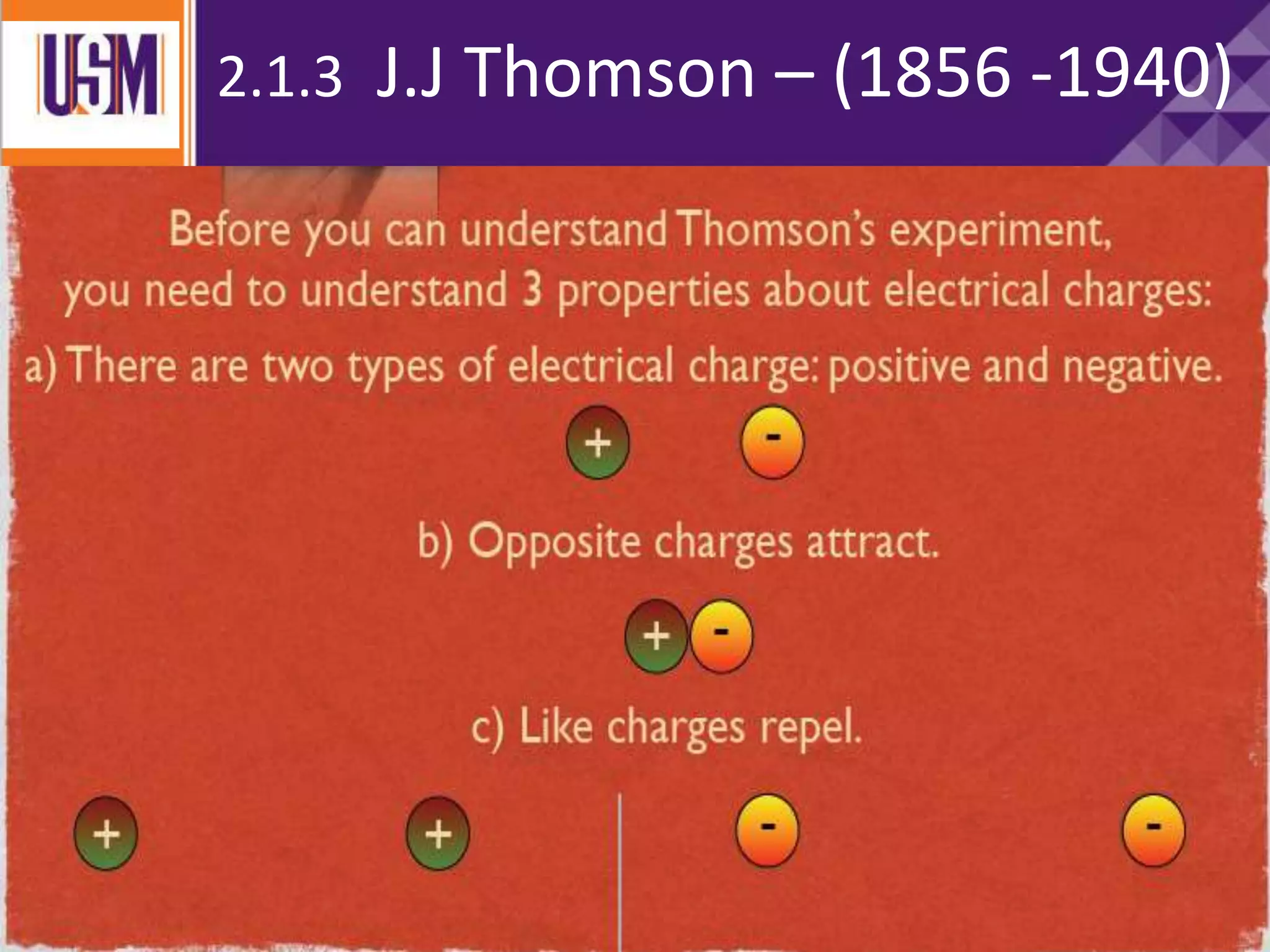 2.1.3 J.J Thomson – (1856 -1940)
 