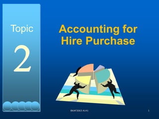 BKAF3063 A141 1
Accounting for
Hire Purchase
Topic
2
 
