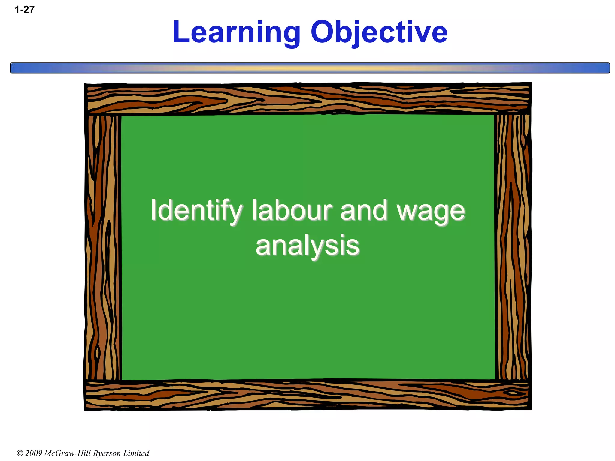 © 2009 McGraw-Hill Ryerson Limited
1-27
Learning Objective
Identify labour and wage
analysis
 