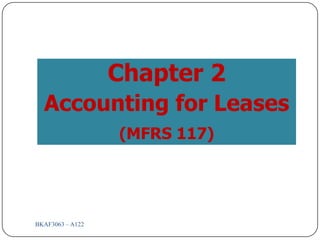 BKAF3063 – A1221
Chapter 2
Accounting for Leases
(MFRS 117)
 