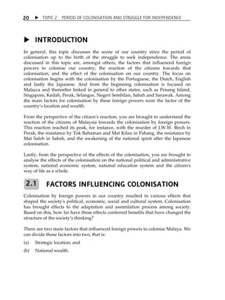 Topic 2 period of colonisation and struggle for independence | PDF