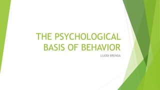 THE PSYCHOLOGICAL
BASIS OF BEHAVIOR
LIJODI BRENDA
 
