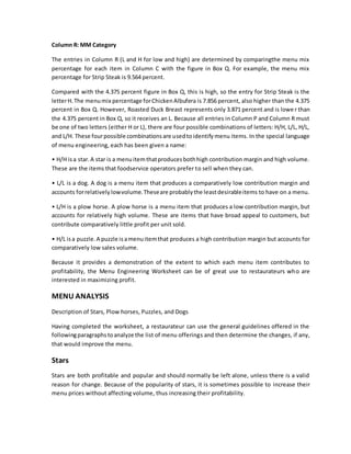 Topic 3: Menu Engineering & Analysis | DOCX | Cooking | Food & Drink