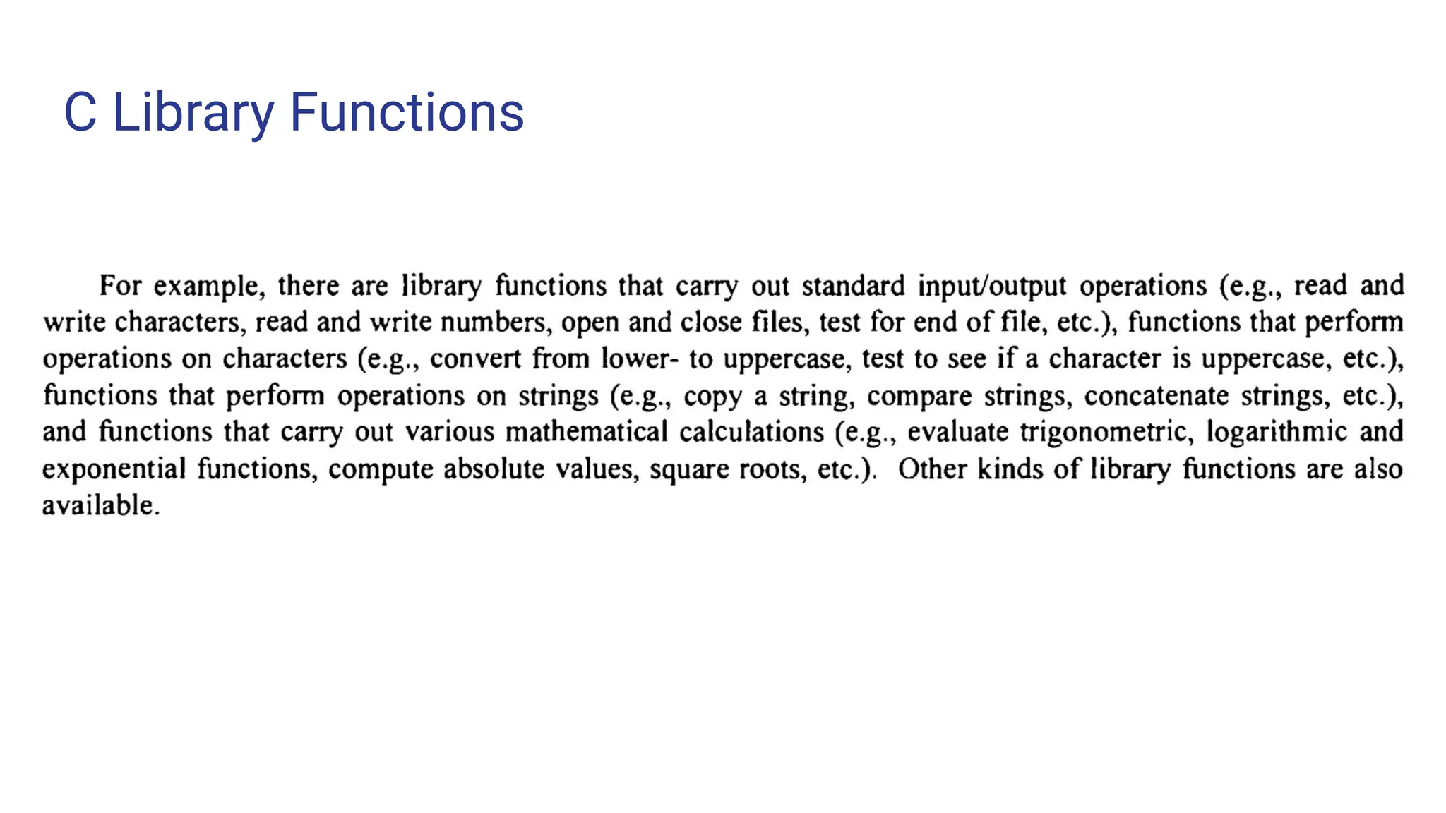 C Library Functions
 