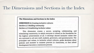 The Dimensions and Sections in the Index
 