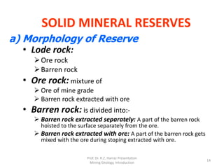 Mineral Resource and Reserve
Prof. Dr. H.Z. Harraz Presentation
14
 