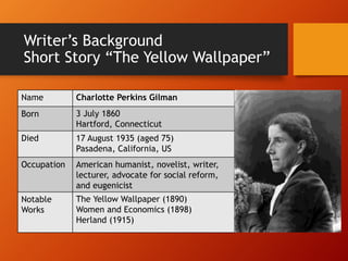  Creativity and Rationality in Charlotte Gilmans The Yellow Wallpaper   Free Essay Term Paper Example  ProEssaysnet