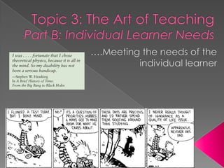 Topic 3b: Individual Learner Needs