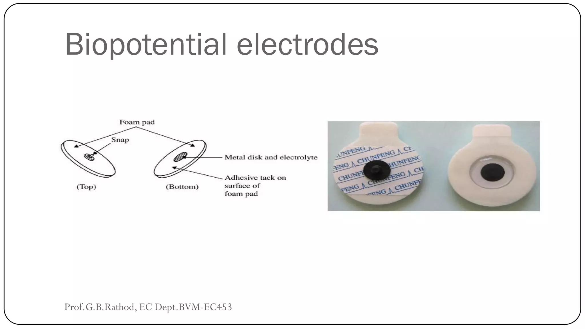Biopotential electrodes
Prof.G.B.Rathod, EC Dept.BVM-EC453
 
