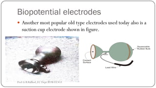 Biopotential electrodes
 Another most popular old type electrodes used today also is a
suction cup electrode shown in figure.
Prof.G.B.Rathod, EC Dept.BVM-EC453
 