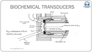 BIOCHEMICAL TRANSDUCERS
Fig: combination of Pco2
And Po2 electrode
www.gbrathod.co.in
 