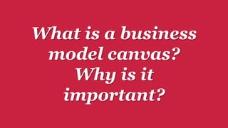 What is a business 
model canvas? 
Why is it 
important? 
 