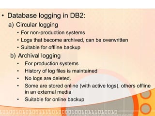 Circular Logging Example Topic 4 database recovery | PPTX