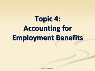 Topic 4:
Accounting for
Employment Benefits
1BKAF 3063 A132
 