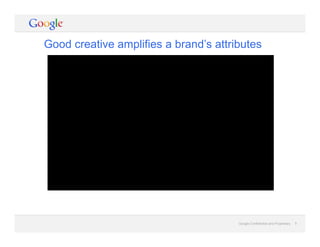 Google Confidential and Proprietary 5Google Confidential and Proprietary 5
Stride Ridiculously Long Demo
Good creative amplifies a brand’s attributes
 