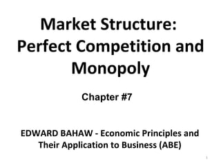 Chapter #7 EDWARD BAHAW - Economic Principles and Their Application to Business (ABE) Market Structure:  Perfect Competition and Monopoly 