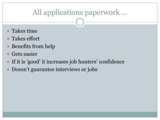 Job interviewsDo have prepared questions about the employer and position. Do display a sense of humor.Do display self-confidence.Do bring a pen and small notebook with you to the interview.Do remember the interviewer's name and use it during the interview.Do take time to think before answering difficult or unexpected questions.Do take an extra copy of your resume and a list of references with you to the interview.Do follow-up with a thank-you note restating your interest in the position.Do contact the employer by phone if the interviewer does not contact you one week after the time from which he or she indicated you would be notified. (acetheinterview.com, 2006)Do’s:Do express yourself clearly with a strong voice and good diction and grammar.Do pay close attention to your personal appearance; dress to your advantage.Do make concrete goals in planning for your career.Do offer a firm handshake.Do look the interviewer in the eye (but don't stare him or her down).Do fill out applications neatly and completely.Do have as much knowledge about the industry, employer, and position as possible.Do take criticism gracefully.Do equip yourself with a strong knowledge of the company.