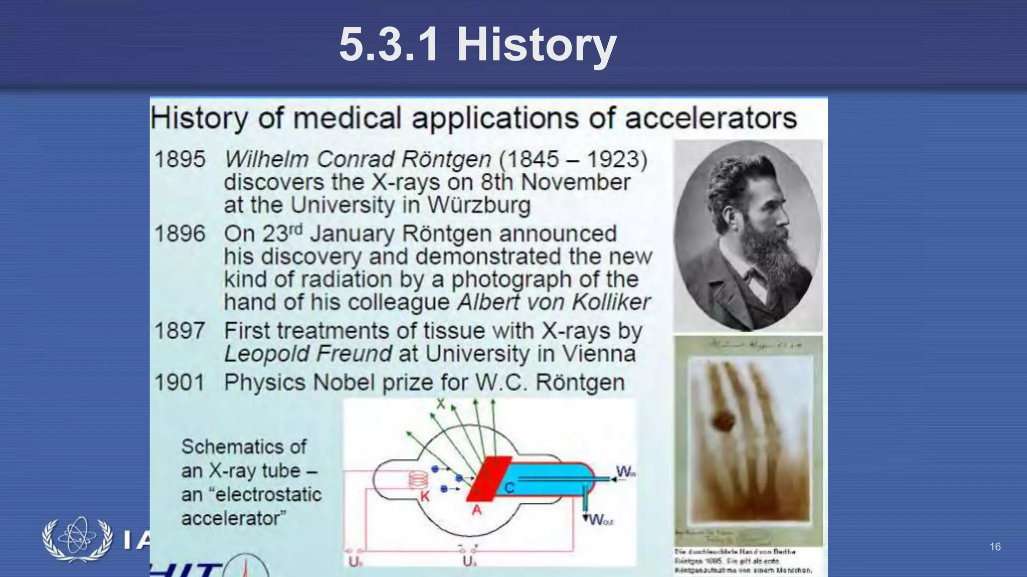 Radiation Protection in Radiotherapy Part 5, lecture 2: Equipment - superficial, telecurie 16
5.3.1 History
 