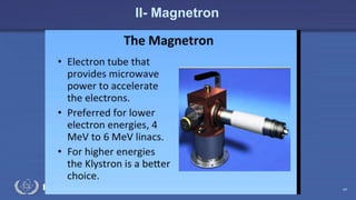 Radiation Protection in Radiotherapy Part 5, lecture 2: Equipment - superficial, telecurie 49
II- Magnetron
 