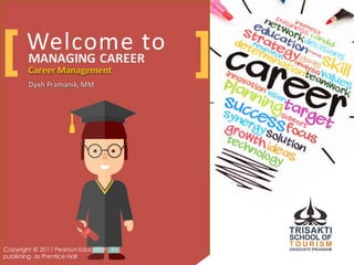 Copyright* ©*2011*Pearson*Education,*Inc.*publishing* as*Prentice*Hall 10–1
Welcome'to
Career%Management
Dyah Pramanik,'MM
MANAGING%CAREER
Career%Management
Dyah Pramanik,'MM
[ ]
Copyright © 2011 PearsonEducation, Inc.
publishing as Prentice Hall
 
