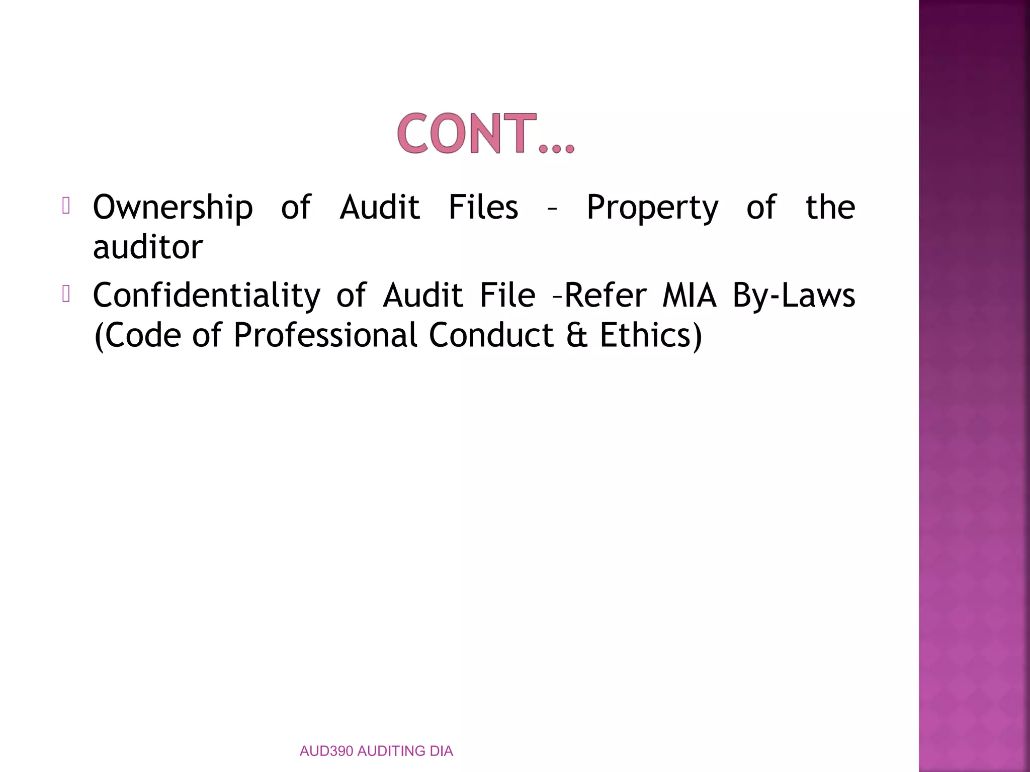Topic 6 audit documentation | PPT