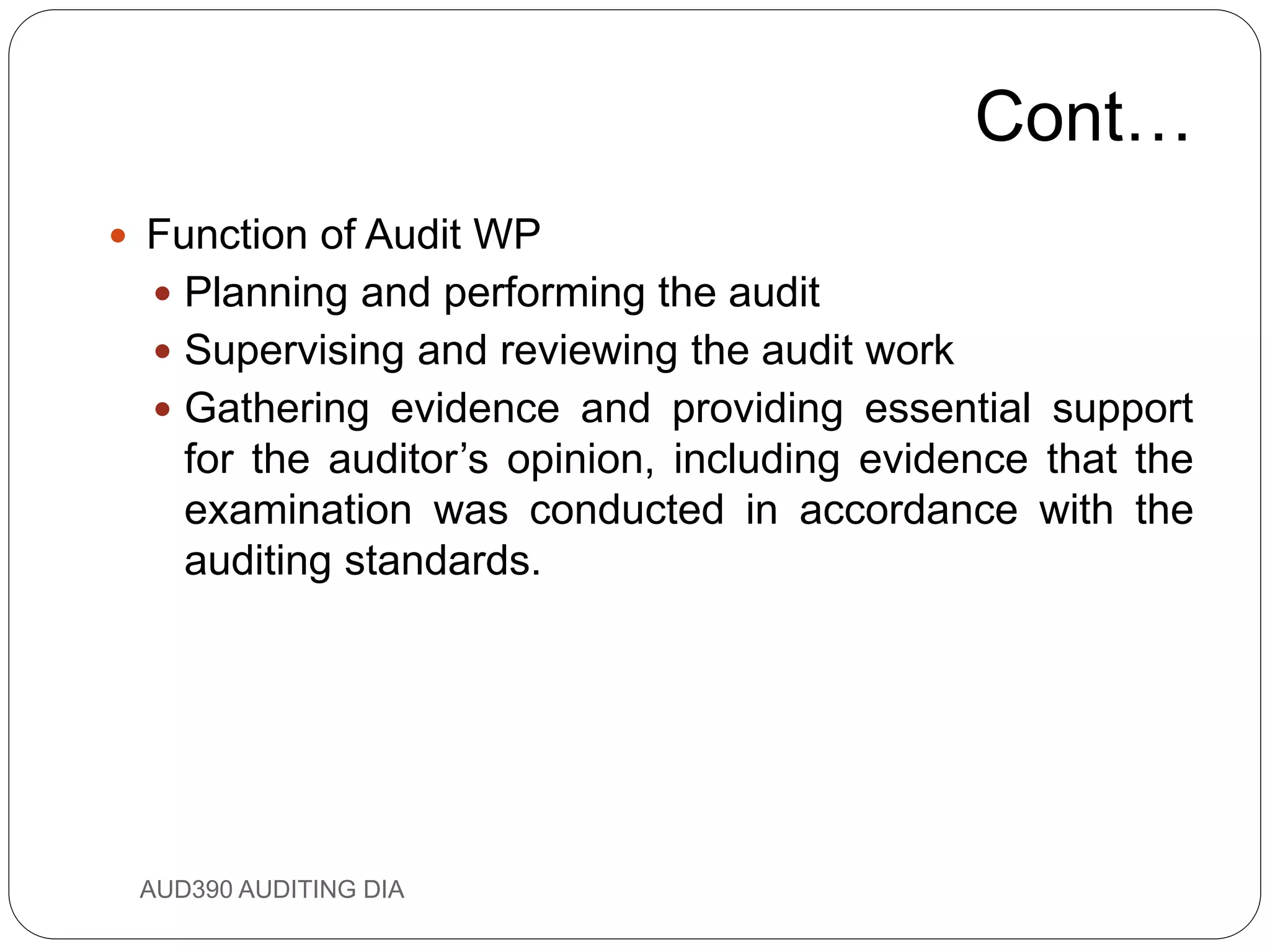 Topic 6 audit documentation | PPTX
