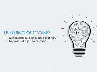 8–3
LEARNING OUTCOMES
1. Define and give an example of how
to conduct a job evaluation.
 