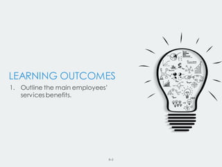 8–3
LEARNING OUTCOMES
1. Outline the main employees’
services benefits.
 