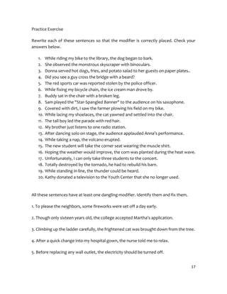 Modification Exercises Syntax Topic 7 and_8_modifier_placement_- | PDF