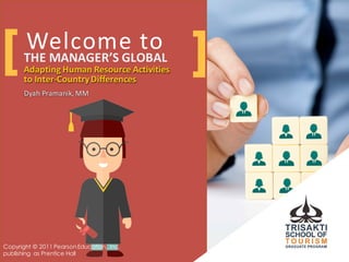 Welcome	
  to
Adapting	
  Human	
  Resource	
  Activities
to	
  Inter-­‐Country	
  Differences
Dyah Pramanik,	
  MM
THE	
  MANAGER’S	
  GLOBAL
Adapting	
  Human	
  Resource	
  Activities
to	
  Inter-­‐Country	
  Differences
Dyah Pramanik,	
  MM
[ ]
Copyright © 2011 PearsonEducation, Inc.
publishing as Prentice Hall
 