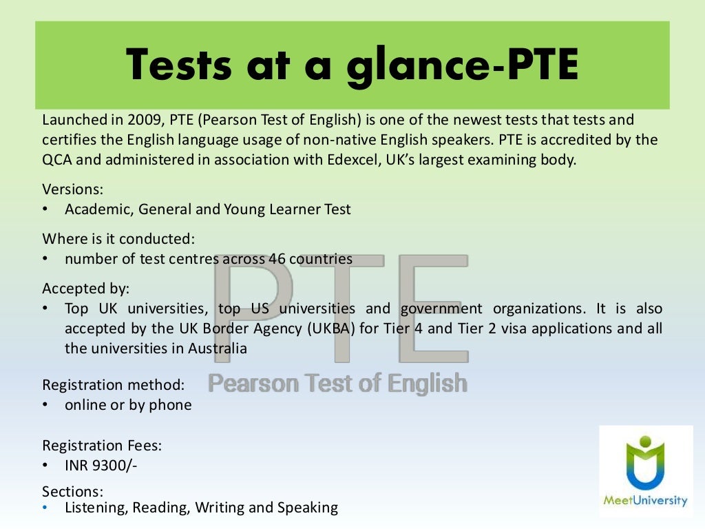 English Proficiency Test IELTS Toefl PTE