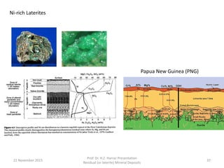 22 November 2015
Prof. Dr. H.Z. Harraz Presentation
Residual (or laterite) Mineral Deposits
37
Ni-rich Laterites
Papua New Guinea (PNG)
 